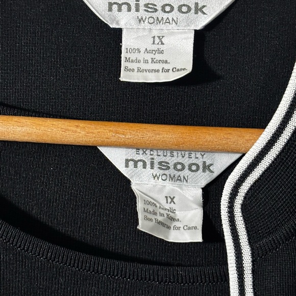Exclusively Misook  classic Black Long Sleeve Open Front Cardigan Set Womens 1X - Picture 3 of 12